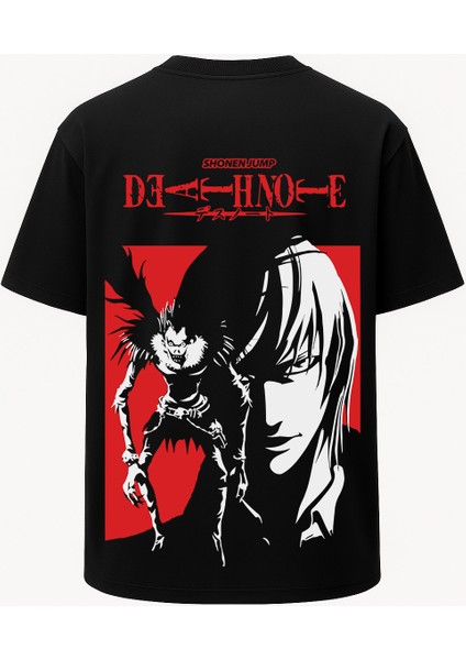 Oversize Death Note Baskılı Tişört - Büyük Baskı - Geniş Kesim