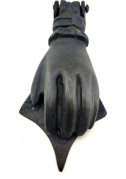 Antika Tarz Dekoratif Pirinç El Kapı Tokmağı, Taktak - 167X75 Mm, Oksit