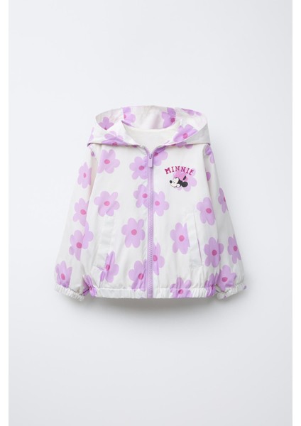 Kız Çocuk Minnie Model Su Geçirmez Kapüşonlu Yağmurluk