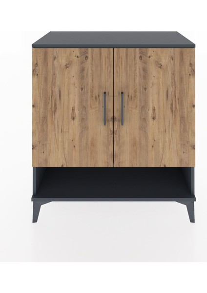 Hyperion Şifonyer 3 Raflı 2 Kapaklı 88X44X96 Antrasit-Çam