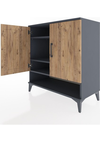 Hyperion Şifonyer 3 Raflı 2 Kapaklı 88X44X96 Antrasit-Çam fırsatları