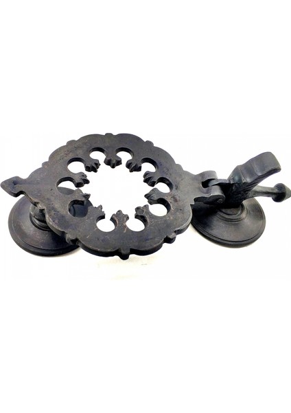Antika Tarz Dekoratif Pirinç Osmanlı Kapı Tokmağı, Taktak - 265X75MM, Oksit