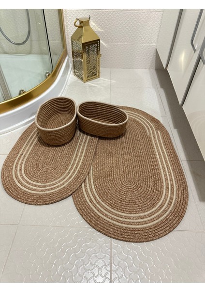 Doğal Jüt ve Hasır Banyo Seti, Şık ve Kullanışlı Ev Aksesuarları