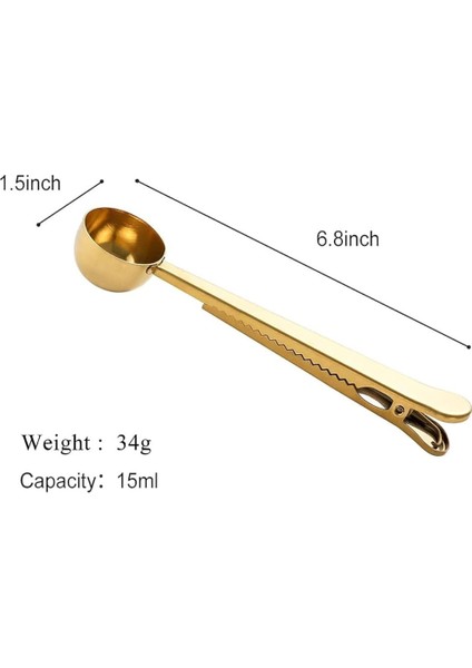 Rodos Gold Paslanmaz Çelik Klipsli Kahve Ölçü Kaşığı 17,5 cm 15 ml modelleri