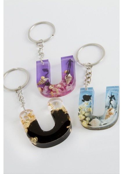 U Harfli Epoksi Anahtarlık