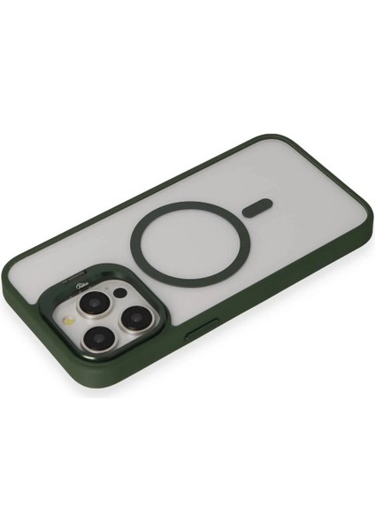 Bfs iPhone 15 Pro Kılıf Roblox Lens Magsafe Standlı Kapak - Koyu Yeşil modelleri