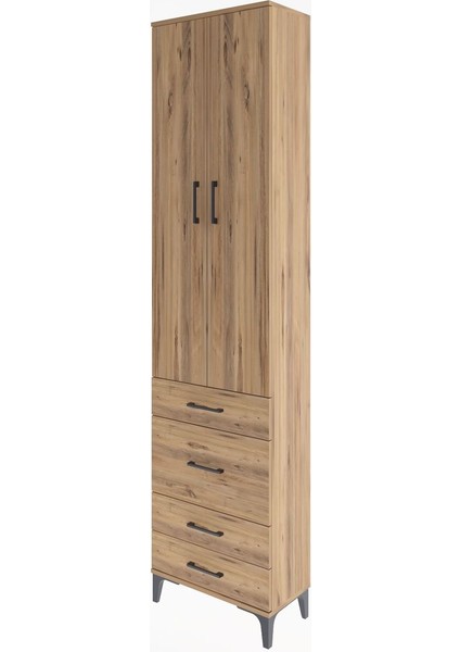 Arges Dolap 4 Raflı 4 Çekmeceli 2 Kapaklı 60X30X243 Çam-Çam modelleri