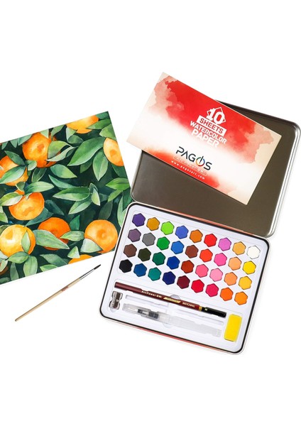 Kutusu Sanat Seti, 36 Canlı Renk ve 10 Yaprak Kağıdı, Fırça, Sünger, Mum, Plastik Fırça, Öğrenciler, Çocuklar, Yeni Başlayanlar, Sanatçılar Için