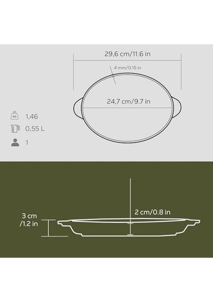 Döküm Fajita Tavası 18X24 Kulplu, Oval fiyatları