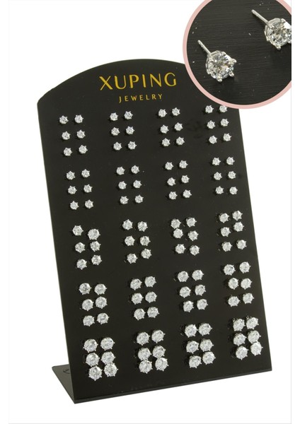 60 Çift Xuping Lüks Tektaş Çelik Küpe