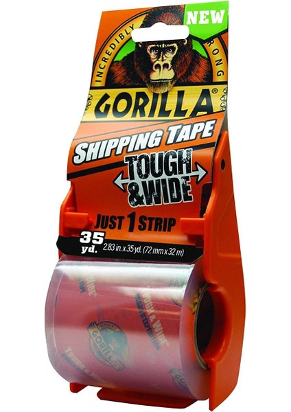 Taşıma ve Depolama Için Dağıtıcılı Sert ve Geniş Ambalaj Bandı, 7,2 cm x 35 Yd, Şeffaf, (1&apos;li Paket)