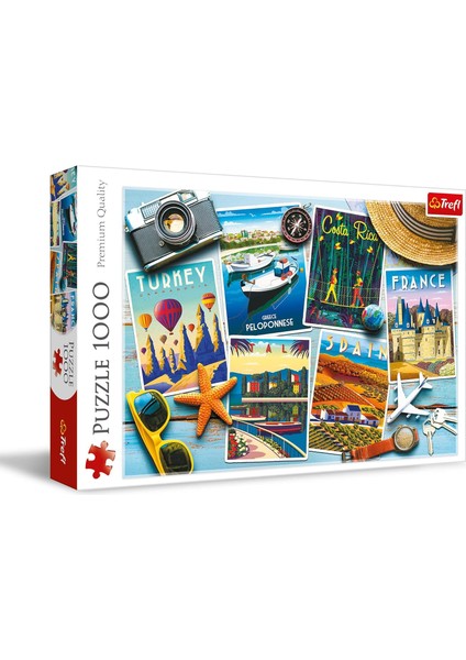 10714 Yapboz 1000 Element Kolaj Seyahat Modern Yaratıcı Türkiye Yunanistan Ispanya Fransa Kosta Rika Yetişkinler ve Çocuklar Için 12+ Tatil Kartpostalları