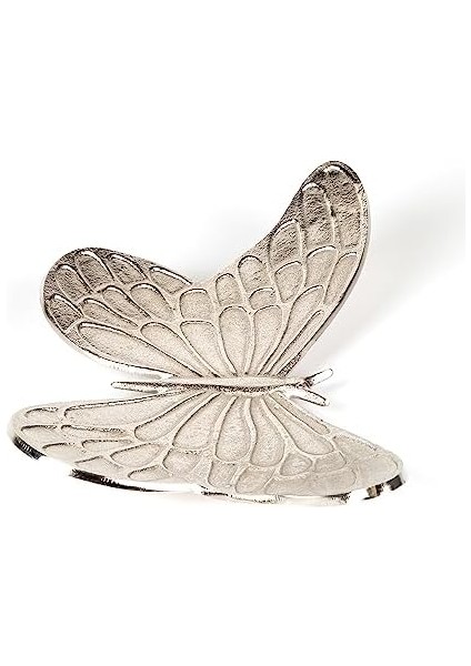 Dekoratif Metal Kelebek Tabak Gümüş 40X6X22 Cm. fiyatları