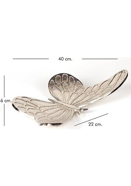 Dekoratif Metal Kelebek Tabak Gümüş 40X6X22 Cm. modelleri