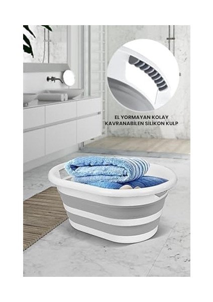 Katlanabilir Silikon Çamaşır Sepeti Akordiyon Katlanır Sepet 25 Lt Düzenleyici Sepet modelleri