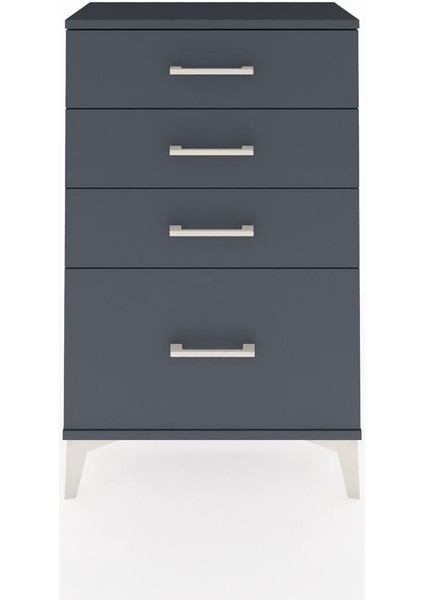 Arges Komodin 4 Çekmeceli 60X30X96 Antrasit-Antrasit