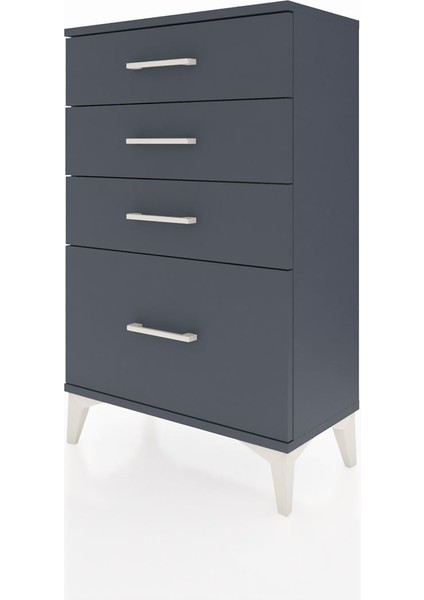 Arges Komodin 4 Çekmeceli 60X30X96 Antrasit-Antrasit modelleri