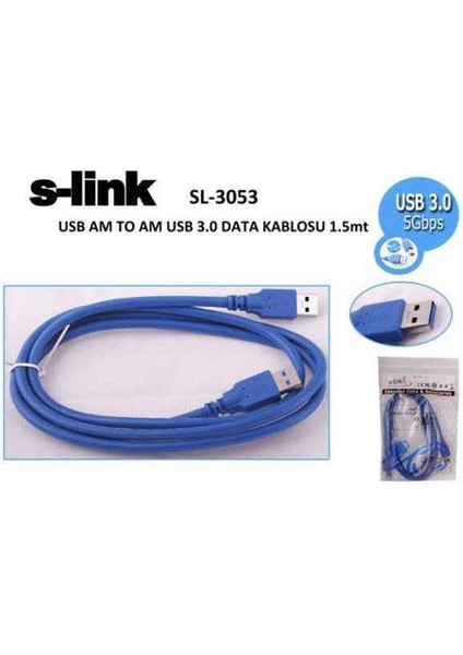 S-Lınk SL-3053 Am To Am USB 3.0 (1.5 Metre) Data Kablosu
