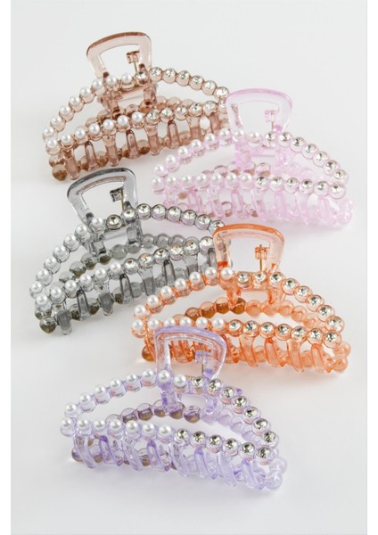 Oval Inci Taşlı Mandal Toka 8 cm