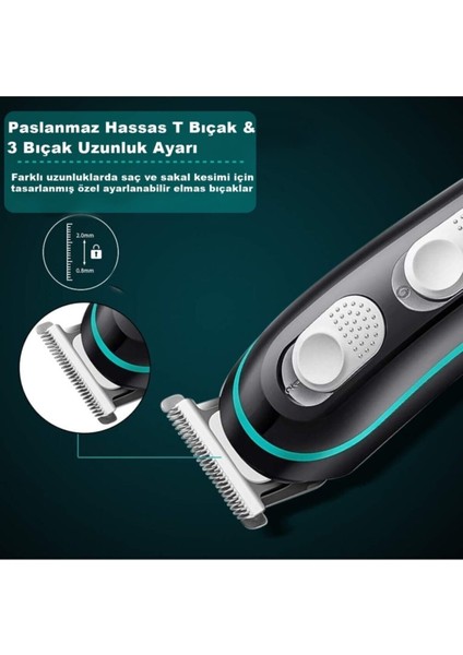 Erkek Bakım Seti, Profesyonel Tıraş Makinesi, Siyah, Çok Fonksiyonlu, Yüksek Kalite