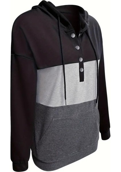 Kadın Uzun Kollu Kapşonlu Çok Renkli Iki Iplik Bluz fırsatları