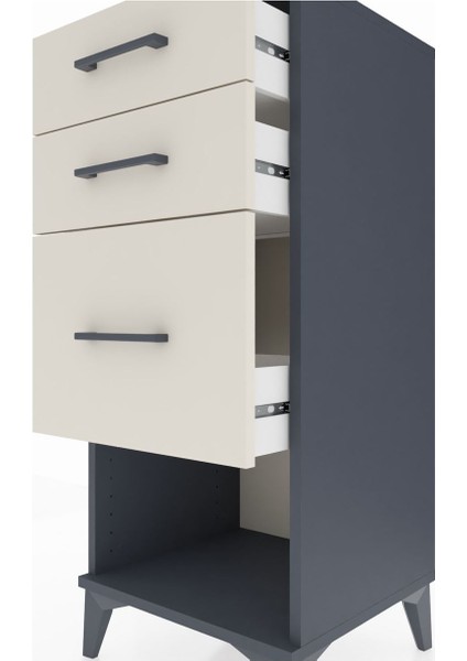 Hyperion Komodin 3 Çekmeceli 44X44X106 Antrasit-Aytaşı indirimleri