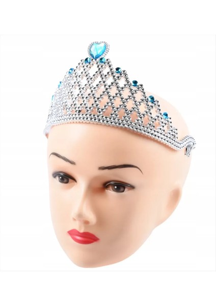 Mavi Kalpli Gümüş Renk Kraliçe Tacı Prenses Tacı (4172) fiyatları