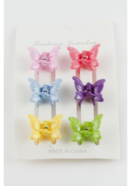 6 Adet Kelebek Renkli Mandal Toka 2,5 cm