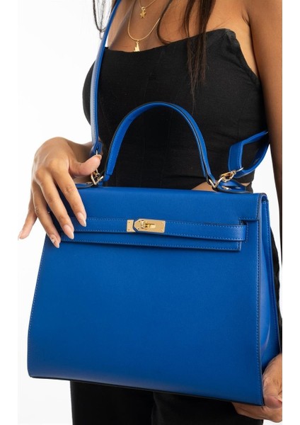 Remuse Klasi̇k Model Ki̇li̇tli̇ Kadın El Omuz Çantası Saks