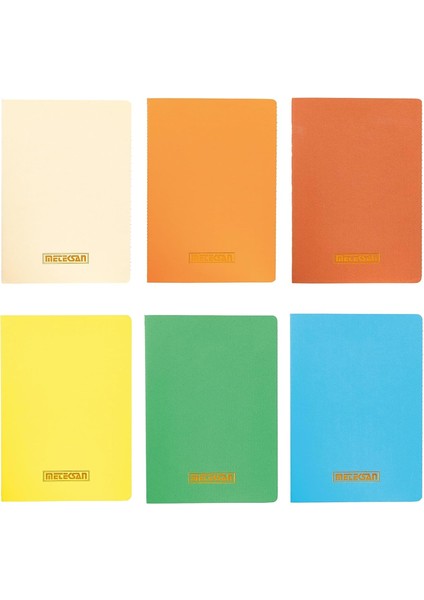 13X21 cm Karton Kapaklı Iplik Dikişli Defter, 24 Yaprak, 6&apos;lı Paket, Renkli