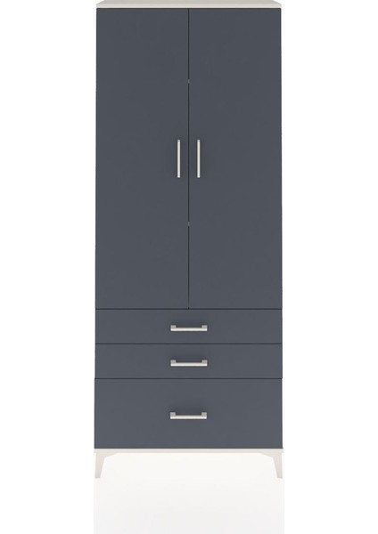 Arges Dolap 3 Raflı 3 Çekmeceli 2 Kapaklı 88X30X221 Aytaşı-Antrasit