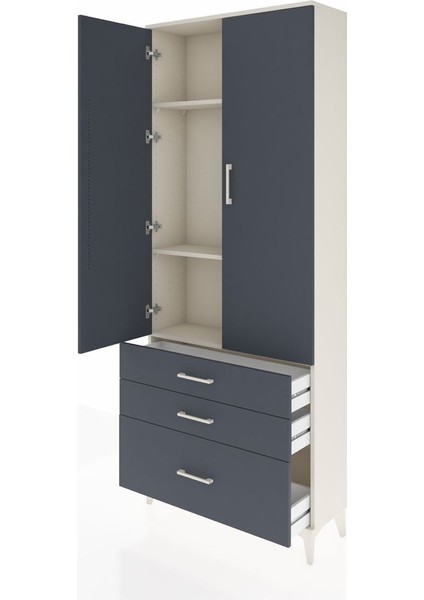 Arges Dolap 3 Raflı 3 Çekmeceli 2 Kapaklı 88X30X221 Aytaşı-Antrasit fırsatları