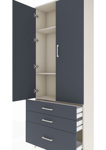Arges Dolap 3 Raflı 3 Çekmeceli 2 Kapaklı 88X30X221 Aytaşı-Antrasit indirimleri