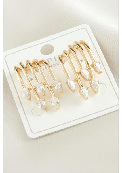 Xuping Üçgen Zirkon Taşlı Lüks Çelik Küpe