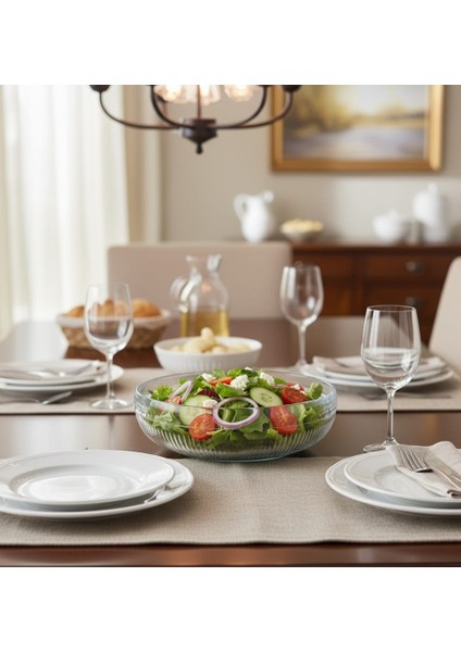 26 cm Büyük Boy Cam Salata ve Sunum Kasesi – Şık Desenli, Dayanıklı ve Yerli Üretim fiyatları