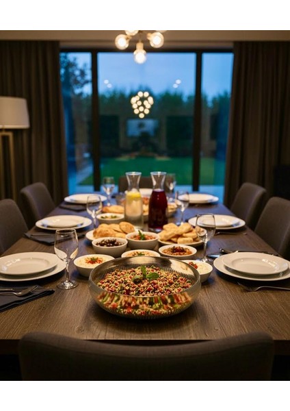 26 cm Büyük Boy Cam Salata ve Sunum Kasesi – Şık Desenli, Dayanıklı ve Yerli Üretim fırsatları