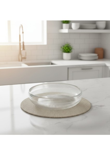 26 cm Büyük Boy Cam Salata ve Sunum Kasesi – Şık Desenli, Dayanıklı ve Yerli Üretim