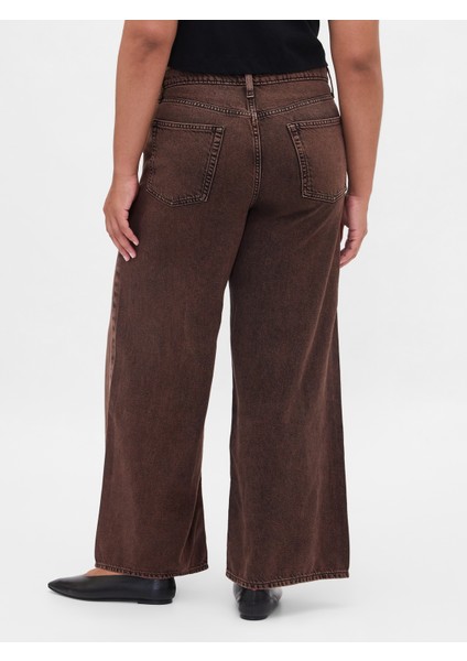 Kadın Kahverengi Mid Rise Ultrasoft Baggy Jean Pantolon modelleri