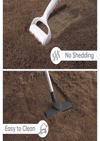 Yumuşak Dokulu Tüylü Makinede Yıkanabilir Kaymaz Taban Peluş Halı Kahverengi fiyatları