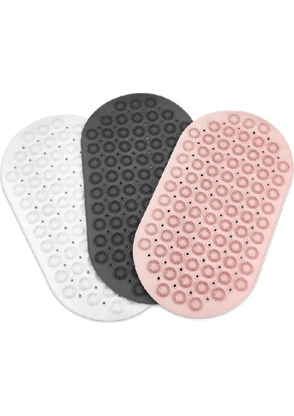 Oval Silikon Kaydırmaz Tabanlı Masajlı Banyo ve Duş Paspası, Gri Renk fırsatları