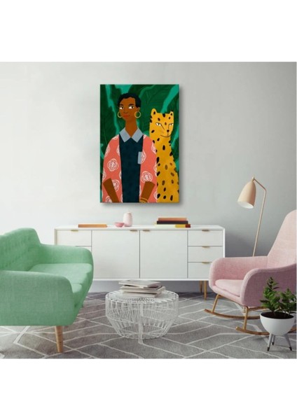 Kanvas Tablo Woman And Cat Dekoratif Kanvas Tablo 70 x 100