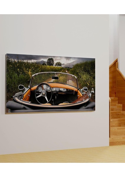 Kanvas Tablo Üstü Açık Turuncu Klasik Araba A16 Galeri Dekoratif Kanvas Tablo 70 x 100