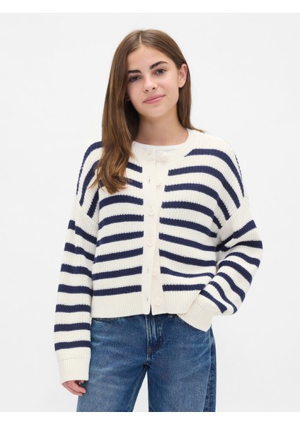 Kız Çocuk Beyaz Oversize Hırka