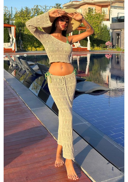 Katy Ajurlu Tek Kol Takım -Bej modelleri