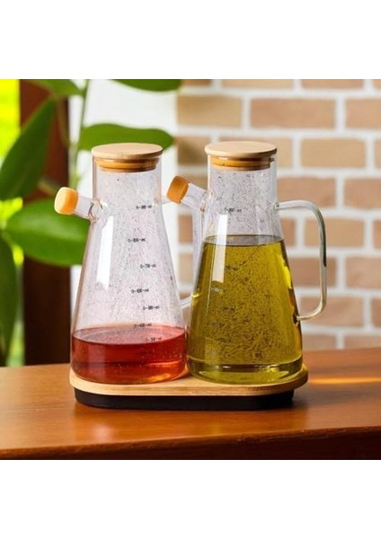 3&apos;lü Yağdanlık Seti Borasilikat Bambu Kapaklı Yağlık Altlığı Ayçiçek Yağı Zeytin Yağı Şişesi 1000 ml fiyatları