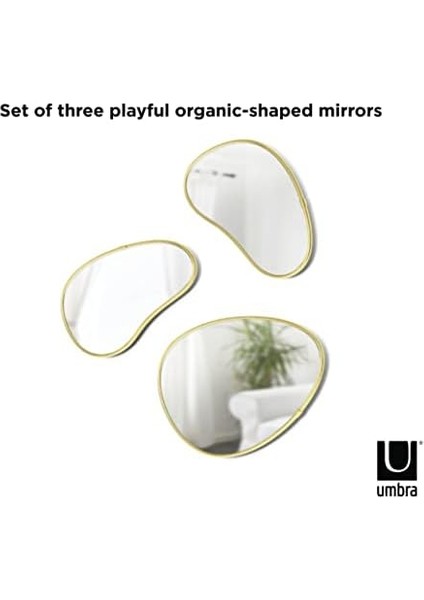 Hubba Pebble Duvar Montaj Aynaları, 3&apos;lü Set, Pirinç fiyatları