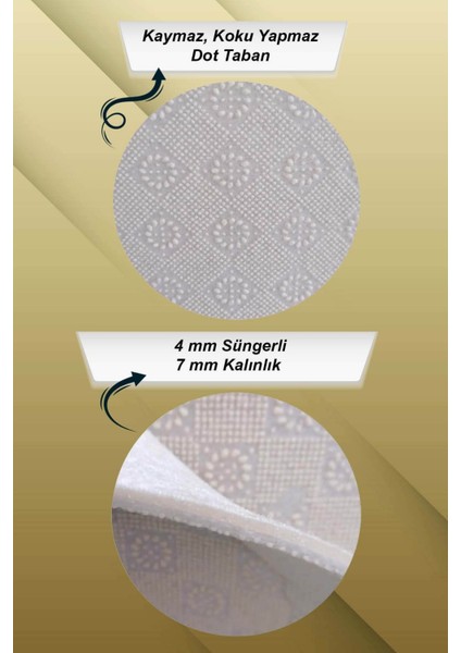 Kaydırmaz Tabanlı Makinede Yıkanabilir Mutfak Halısı Limon Çiçeği Desenli fırsatları