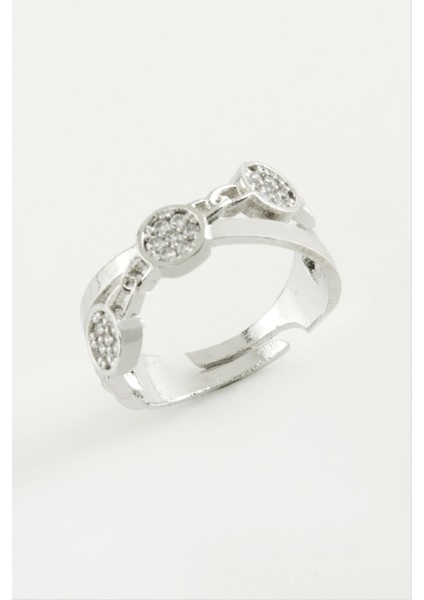 Çapraz Yuvarlak Zirkon Taşlı Yüzük