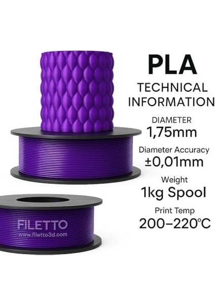 Pla+ Filament 1.75MM 1 kg - Mor fiyatları