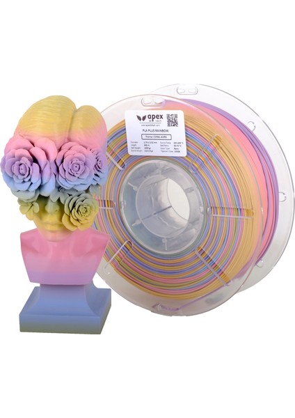 APEX3D Tech Rainbow Pla+ Filament - Coral Aura, 1kg, 1.75MM